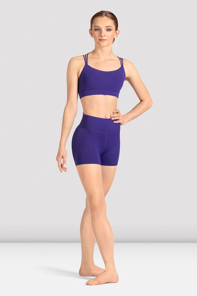 Ladies Mirella Celeste Cross Back Printed Crop Top