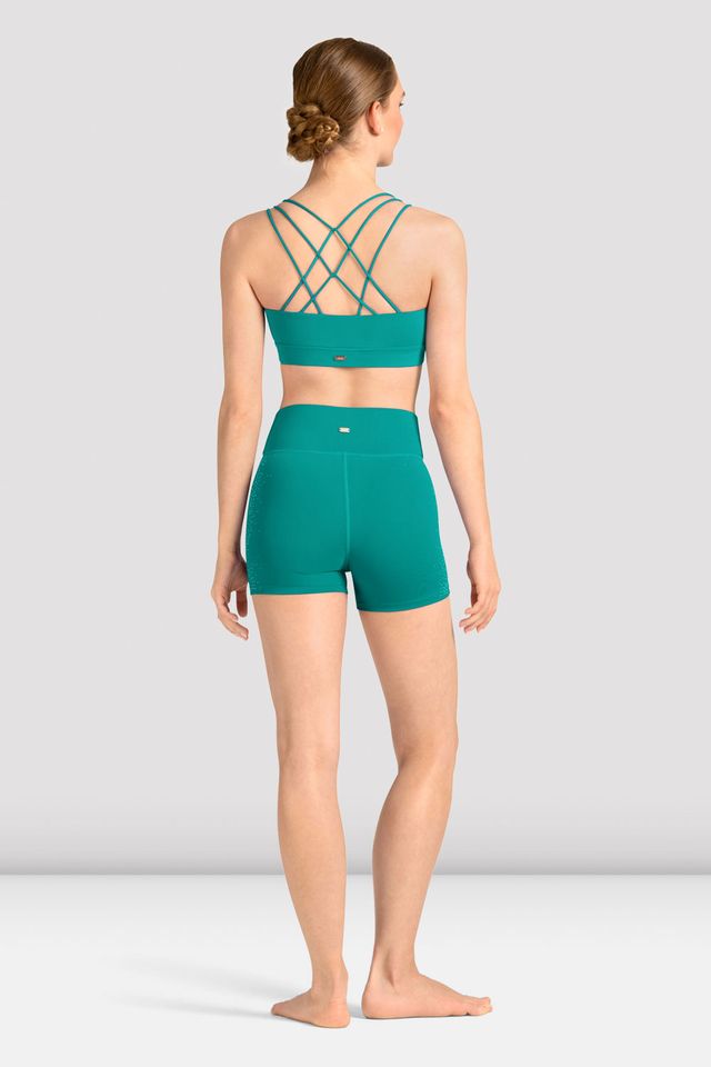 Ladies Mirella Celeste Cross Back Printed Crop Top