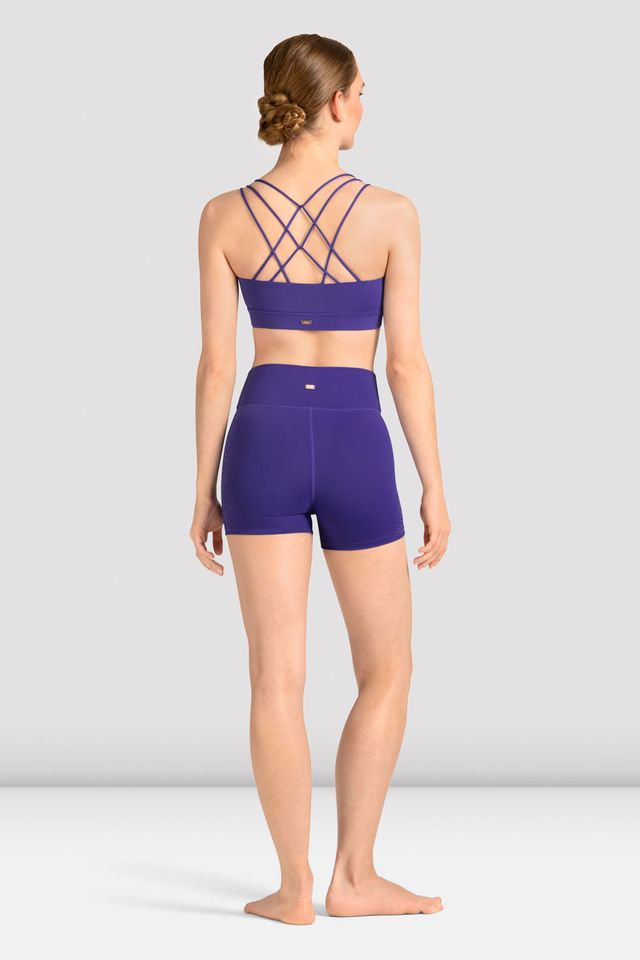 Ladies Mirella Celeste Cross Back Printed Crop Top