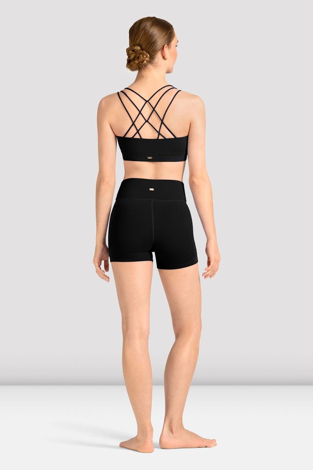 Ladies Mirella Celeste Cross Back Printed Crop Top