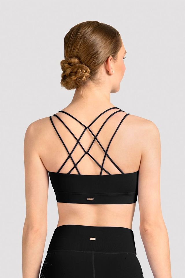 Ladies Mirella Celeste Cross Back Printed Crop Top