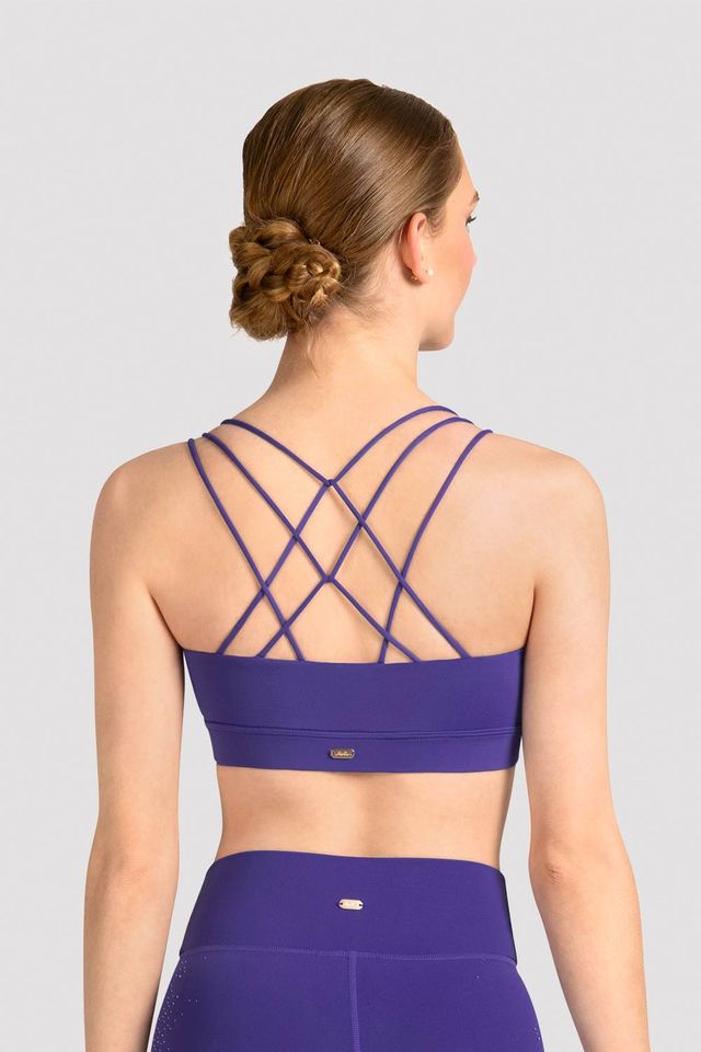 Ladies Mirella Celeste Cross Back Printed Crop Top