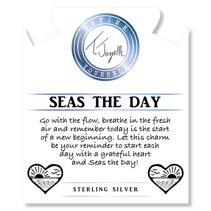 Lapis Tiger's Eye Stone Bracelet with Seas the Day Sterling Silver Charm
