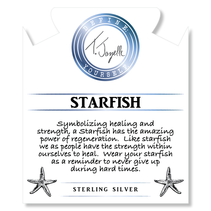 Lapis Tiger's Eye Stone Bracelet with Starfish Sterling Silver Charm