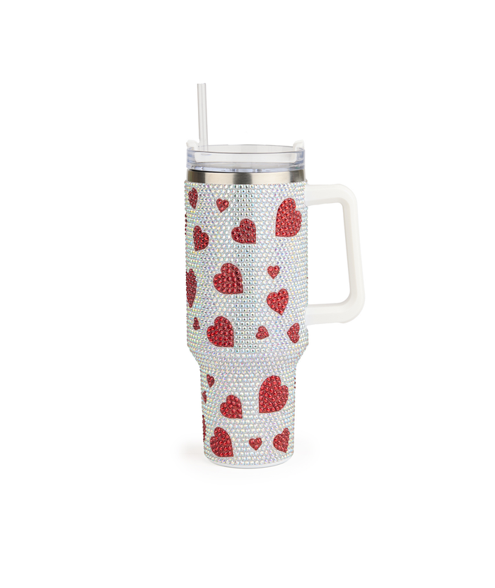 Large Bling Bling Tumbler Hearts Distressed/seasonal gifts Frankie's Exclusives Red