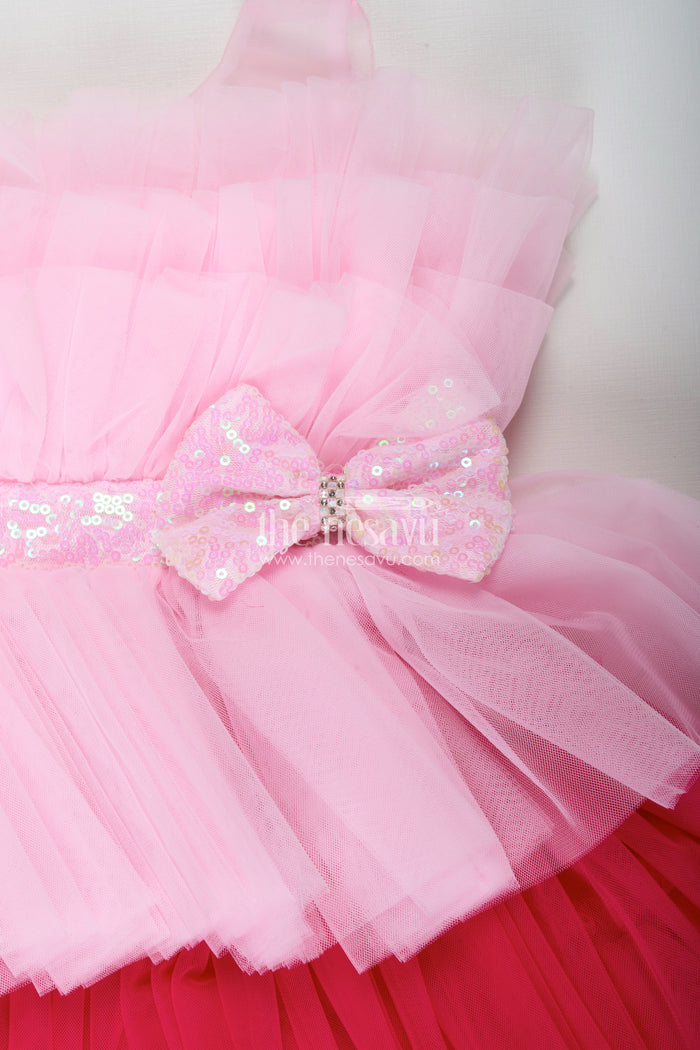 The Nesavu Girls Fancy Party Frock Layered net party frock for toddler girls for birthdays and photo shoots Nesavu Nesavu layered net frock toddler girls frills bow  perfect birthdays photo shoots