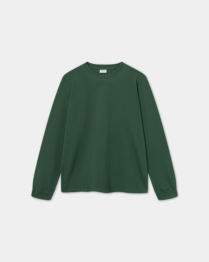 Long Sleeve Oversize, Men (Bottle Green) | bareen | Modellen er 181 cm og har str. L på