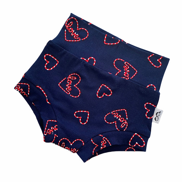 Love Hearts on Blue Bummies