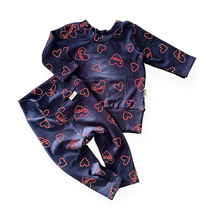 Love Hearts on Blue Lounge Set