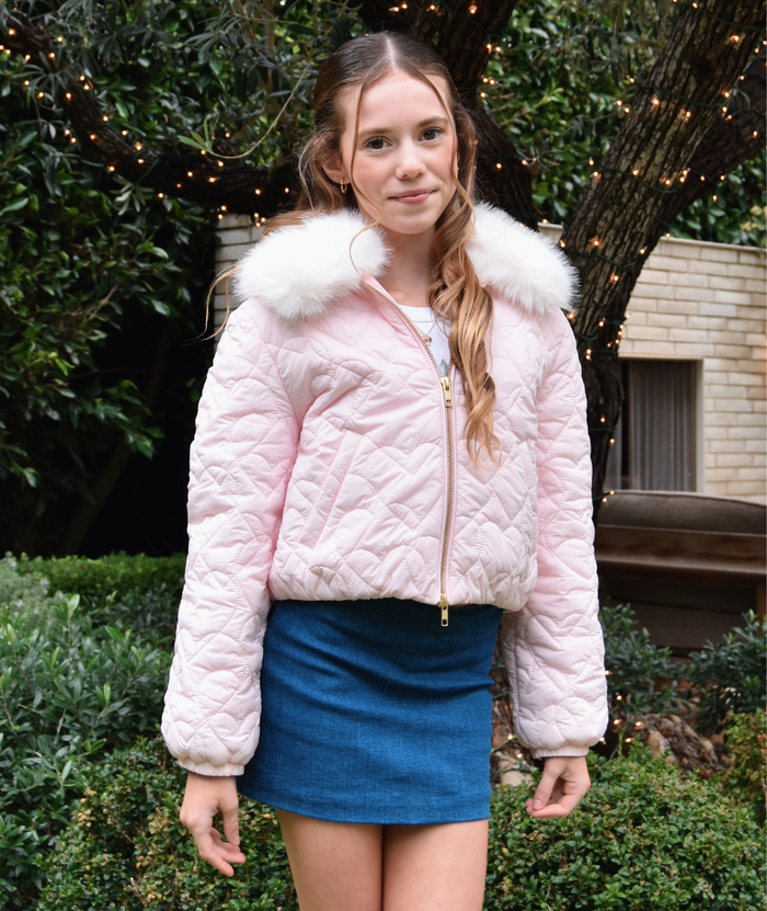 Love Shack Fancy Girls Mini Sandria Jacket Pale Pink Distressed/seasonal girls Love Shack Fancy Light Pink Y/4