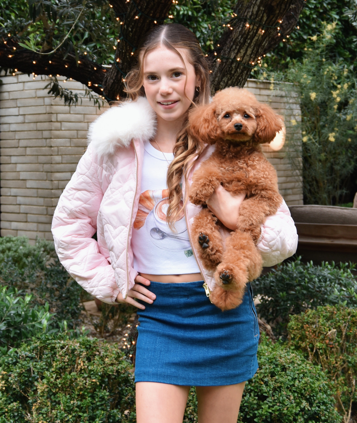 Love Shack Fancy Girls Mini Sandria Jacket Pale Pink Distressed/seasonal girls Love Shack Fancy
