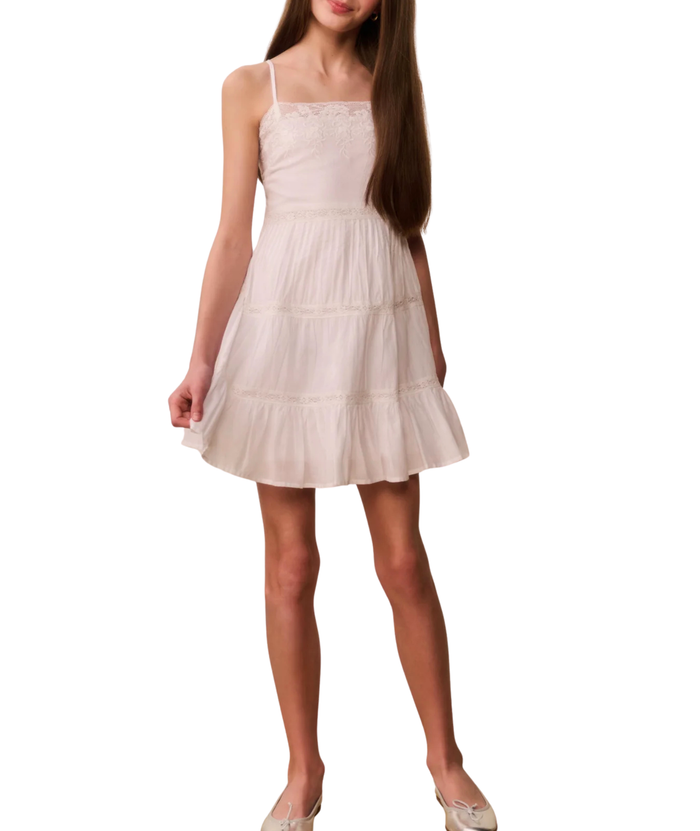 Love Shack Fancy Girls Zuri Dress White Girls Casual Dresses Love Shack Fancy