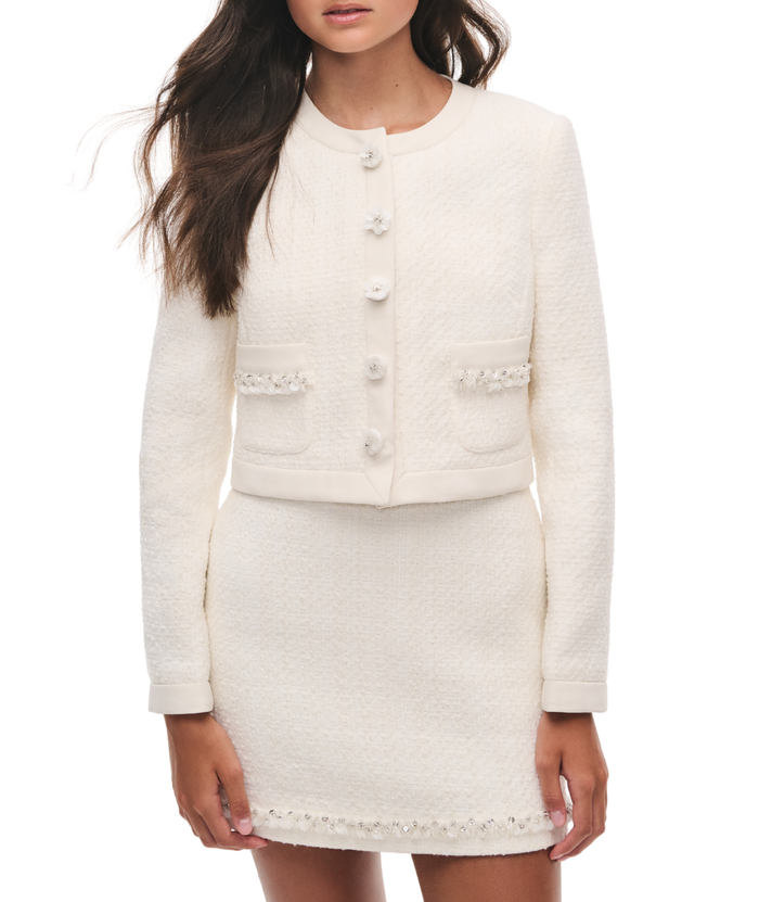 Love Shack Fancy Tween Alphie Jacket Ivory Mist Girls Special Tops Love Shack Fancy Ivory Y/S (7/8)