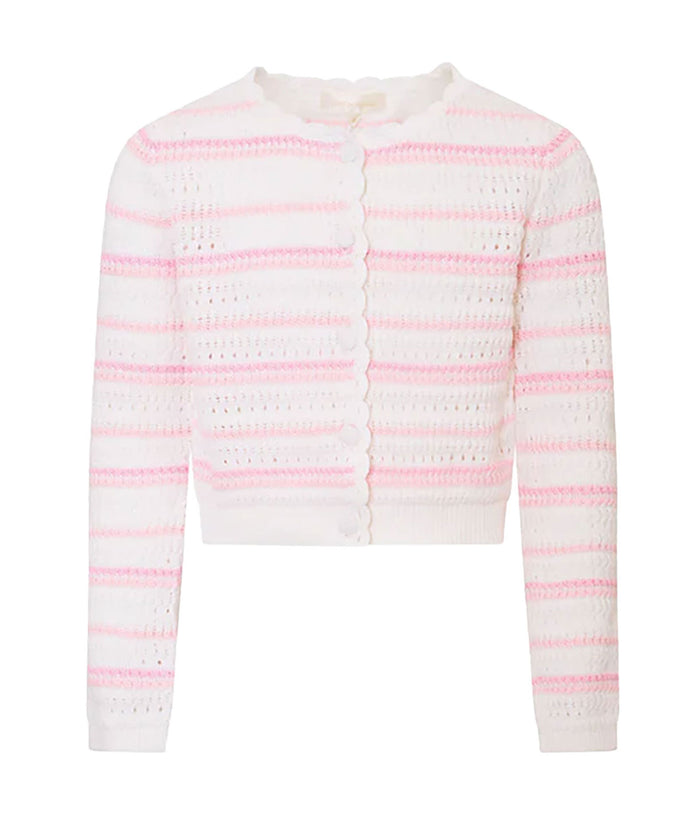 Love Shack Fancy Tween Amarilly Cardigan Marbella Striped Girls Casual Tops Love Shack Fancy