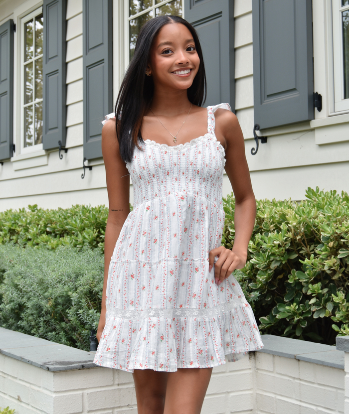 Love Shack Fancy Tween Avenora Dress Poppy Red Girls Casual Dresses Love Shack Fancy Floral Y/S (7/8)