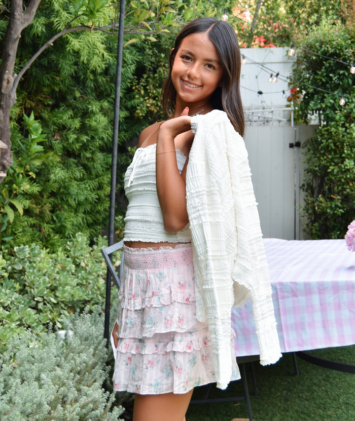 Love Shack Fancy Tween Billie Skirt Eau De Rose Girls Casual Bottoms Love Shack Fancy
