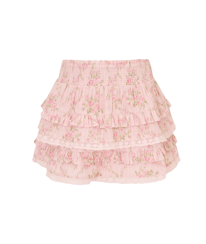 Love Shack Fancy Tween Billie Skirt Spiced Camellia Girls Casual Bottoms Love Shack Fancy Pink Y/S (7/8)
