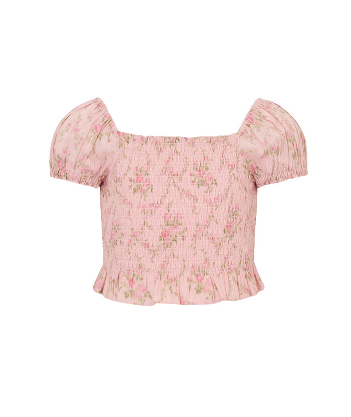 Love Shack Fancy Tween Fabielle Top Spiced Camellia Girls Casual Tops Love Shack Fancy Pink Y/S (7/8)