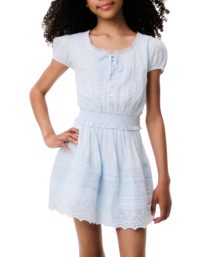 Love Shack Fancy Tween Mini Sani Skirt Blue Finch Girls Casual Bottoms Love Shack Fancy