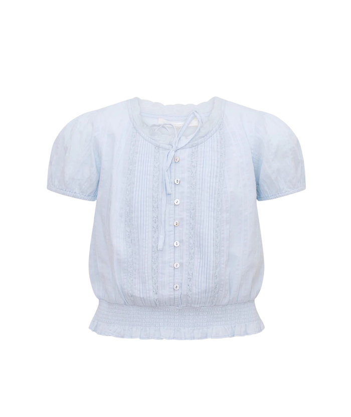 Love Shack Fancy Tween Shoreline Top Blue Finch Girls Casual Tops Love Shack Fancy Floral Y/S (7/8)