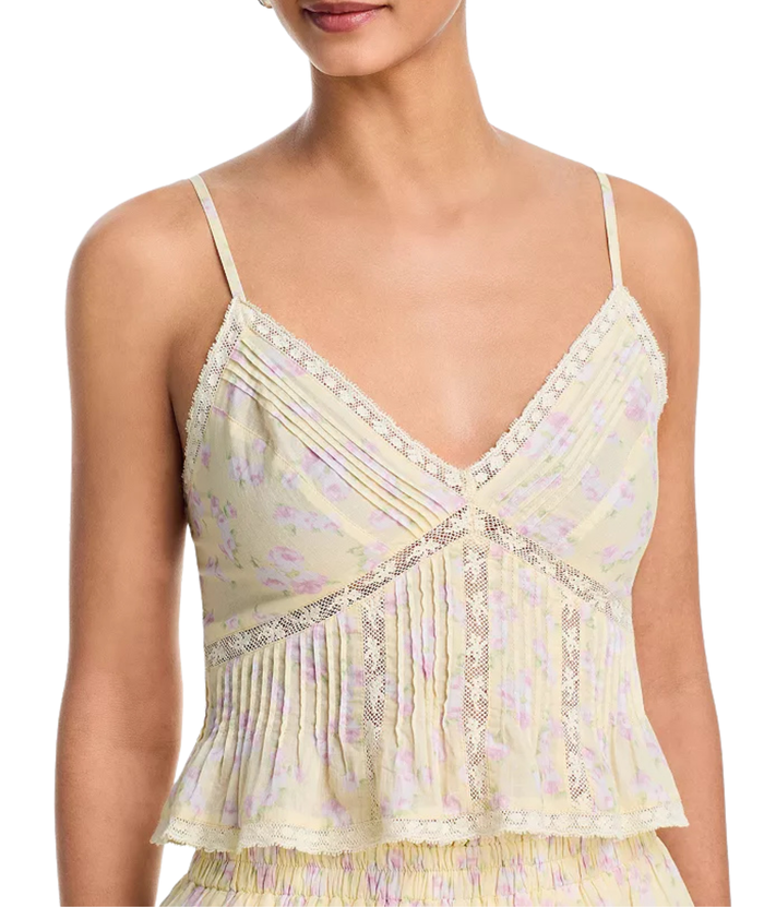 Love Shack Fancy Women Elsette Top Lemon Spritz Womens Casual Tops Love Shack Fancy