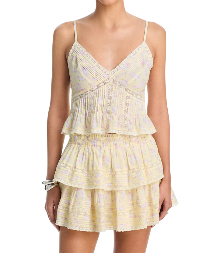 Love Shack Fancy Women Elsette Top Lemon Spritz Womens Casual Tops Love Shack Fancy
