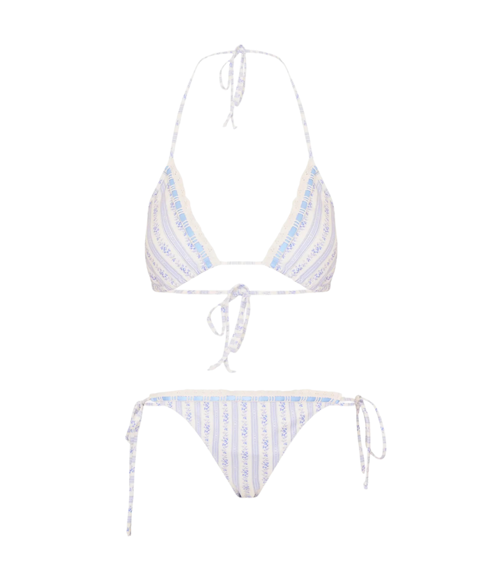 Love Shack Fancy Women Harbor Bikini Denim Sky Accessories Love Shack Fancy Floral Juniors/Women XXS