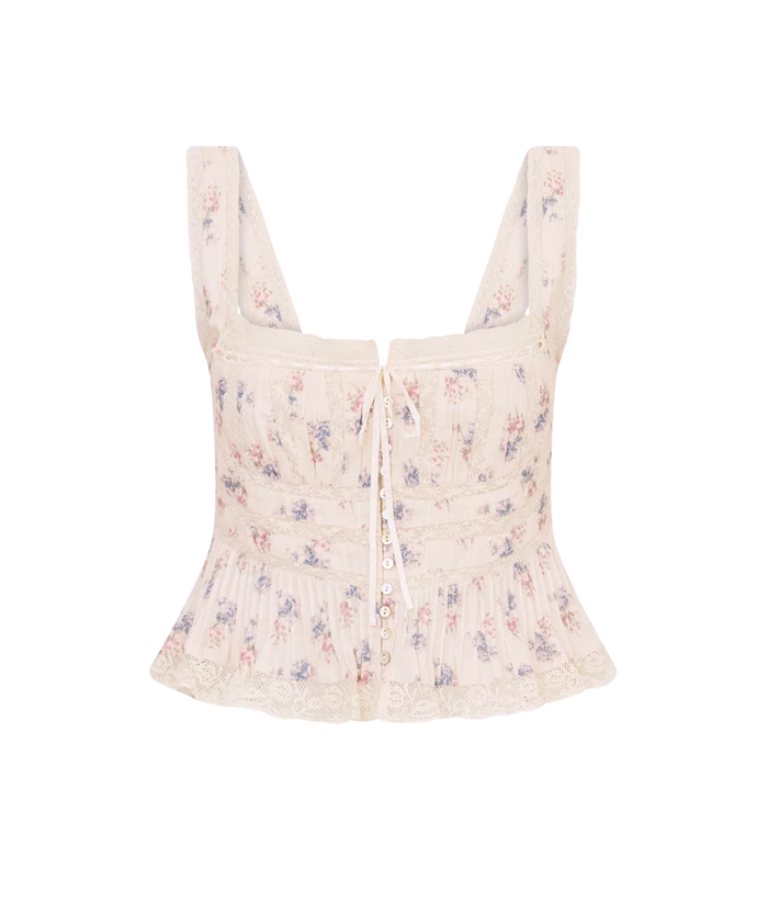 Love Shack Fancy Women Kaelin Top Antique Vanilla Womens Casual Tops Love Shack Fancy Ivory Juniors/Women XXS