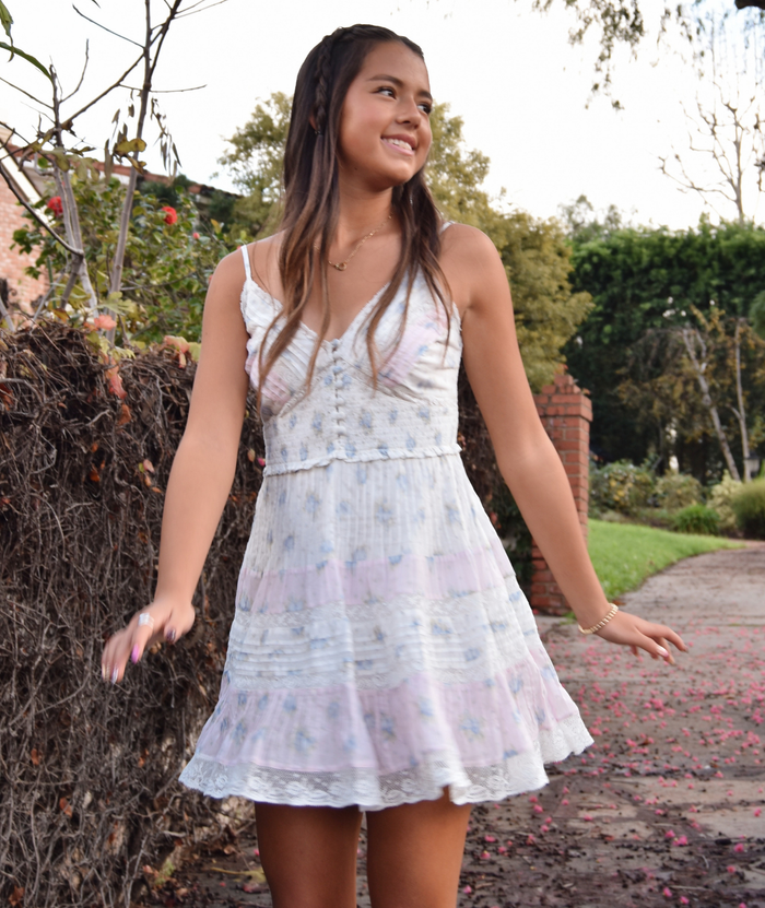 Love Shack Fancy Women Krista Dress Lilac Vanilla Distressed/seasonal womens Love Shack Fancy