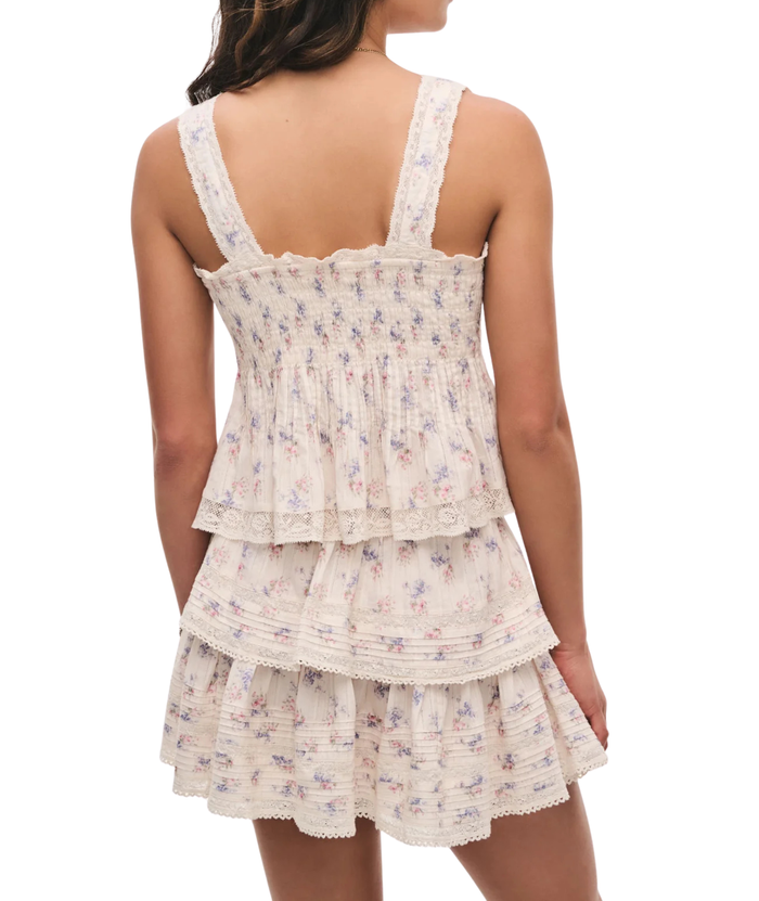 Love Shack Fancy Women Ruffle Mini Skirt Antique Vanilla Womens Casual Bottoms Love Shack Fancy
