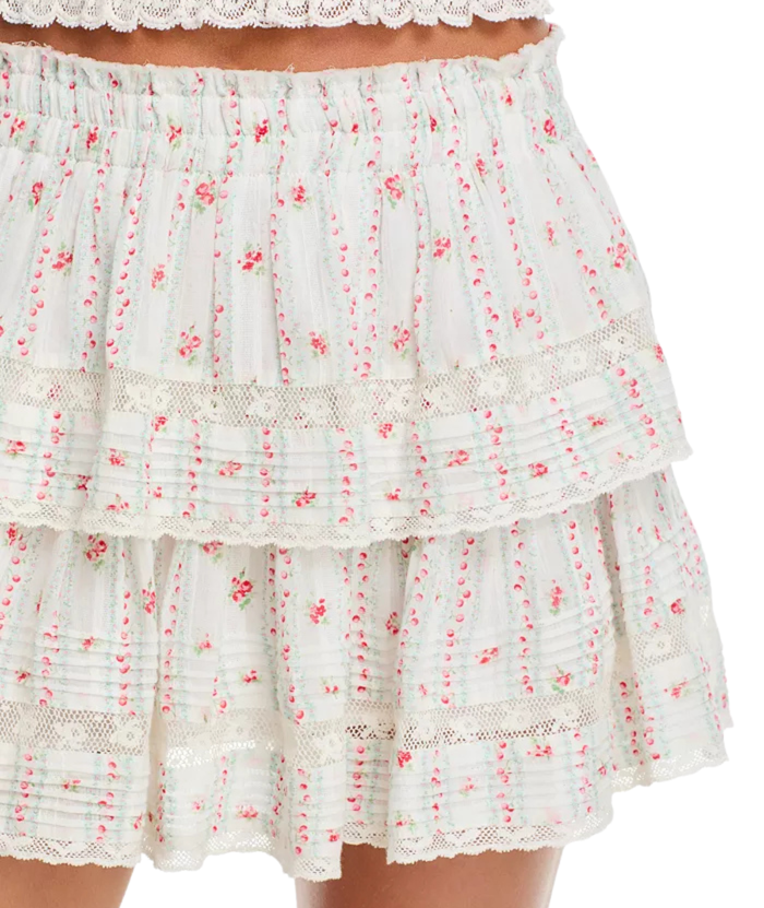 Love Shack Fancy Women Ruffle Mini Skirt Poppy Red Womens Casual Bottoms Love Shack Fancy