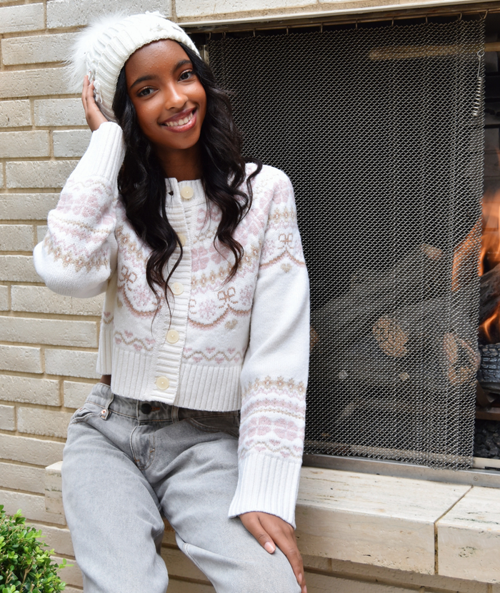 Love Shack Fancy Women Shantae Cardigan Pink Champagne Distressed/seasonal womens Love Shack Fancy