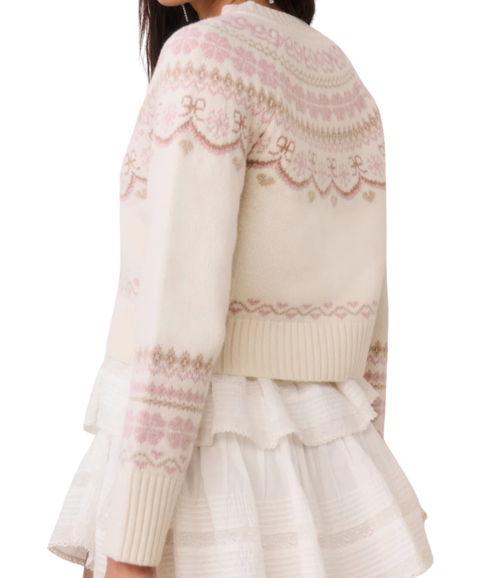 Love Shack Fancy Women Shantae Cardigan Pink Champagne Distressed/seasonal womens Love Shack Fancy