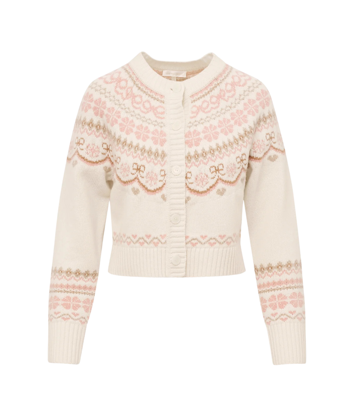Love Shack Fancy Women Shantae Cardigan Pink Champagne Distressed/seasonal womens Love Shack Fancy