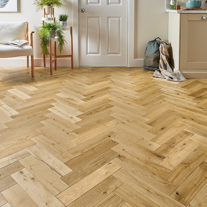 Lucerne Herringbone 18mm Engineered Wood Flooring - Rustic Oak