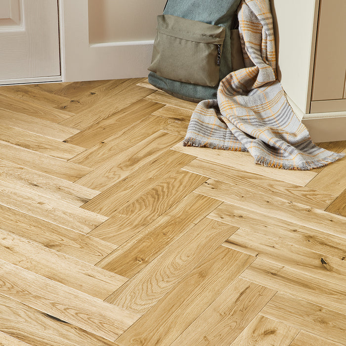 Lucerne Herringbone 18mm Engineered Wood Flooring - Rustic Oak