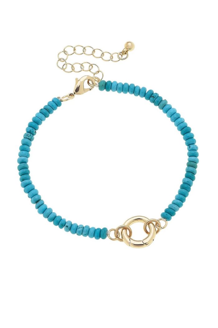 Lucy Gemstone Beaded Charm Bracelet Base in Turquoise