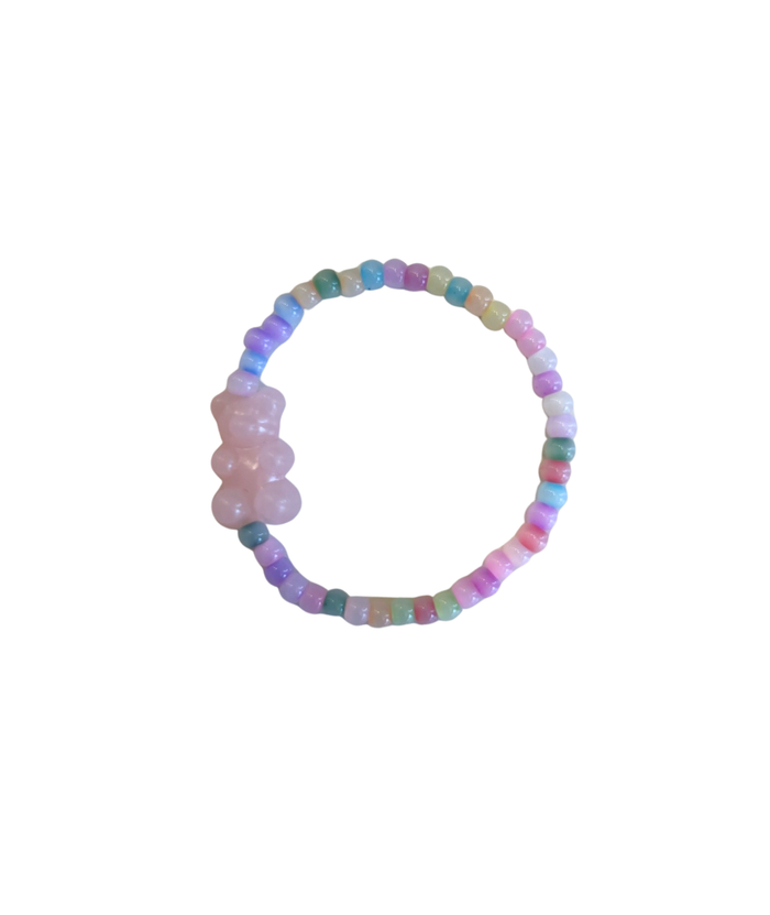 Macaroon Pastel Gummy Bear Beaded Bracelet Jewelry - Young Cori's Arm Candy Strawberry
