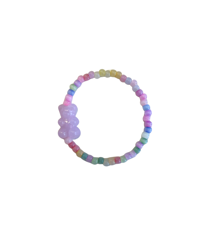 Macaroon Pastel Gummy Bear Beaded Bracelet Jewelry - Young Cori's Arm Candy Lavender
