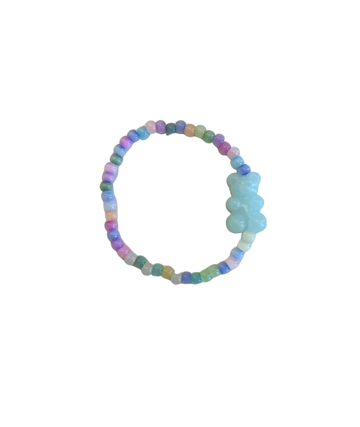 Macaroon Pastel Gummy Bear Beaded Bracelet Jewelry - Young Cori's Arm Candy Blueberry