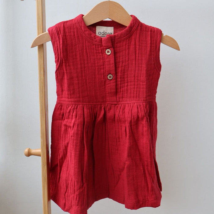 Maroon Organic Muslin Cotton Frocks (0-3 Years)