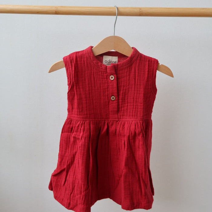 Maroon Organic Muslin Cotton Frocks (0-3 Years)