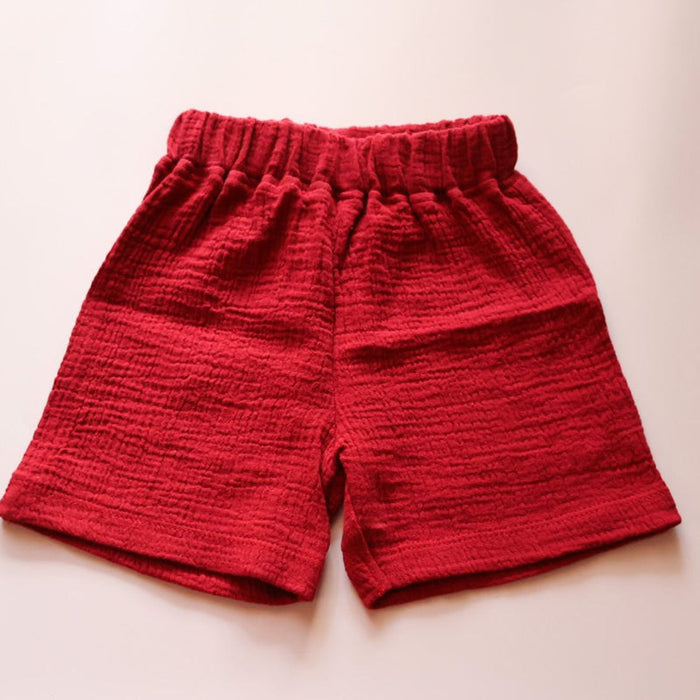 Maroon Organic Muslin Cotton Sleeveless Tshirt and Shorts (6 Months – 4 Years)