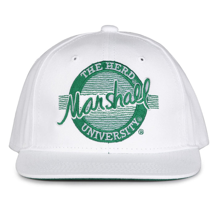 Marshall Thundering Herd Retro Circle Snapback - White, front view