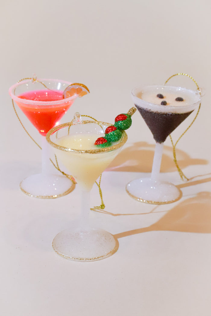 Martini Glass Ornament Set