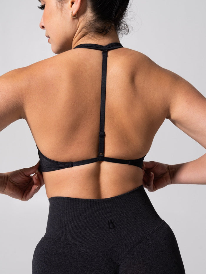 Micro Seamless Sports Bra - Heather Charcoal