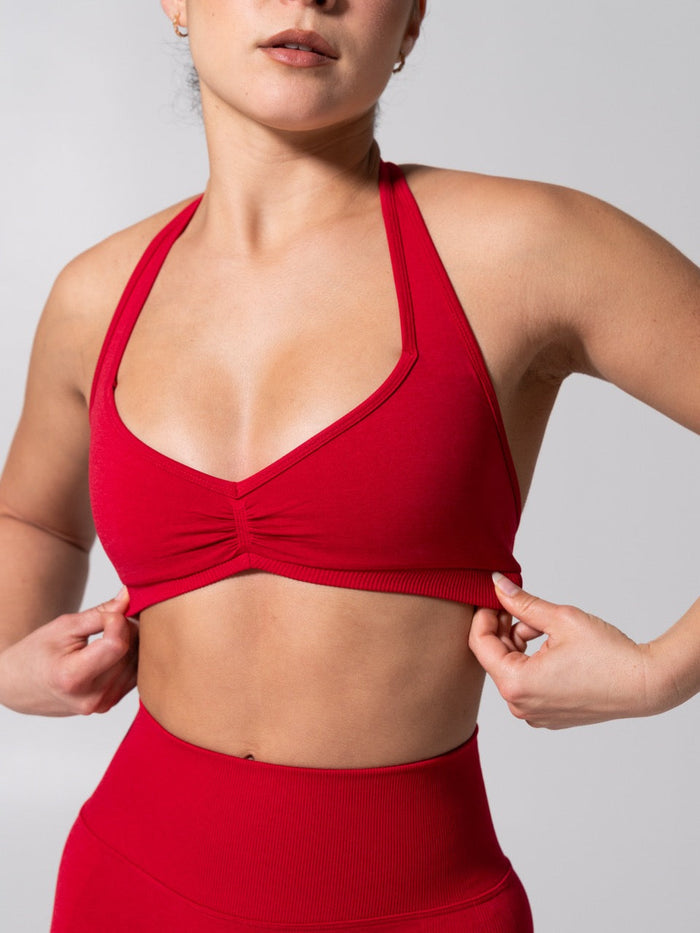 Micro Seamless Sports Bra - Heather Lipstick Red
