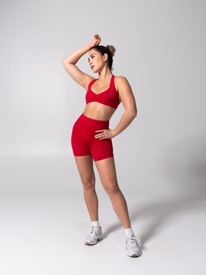 Micro Seamless Sports Bra - Heather Lipstick Red