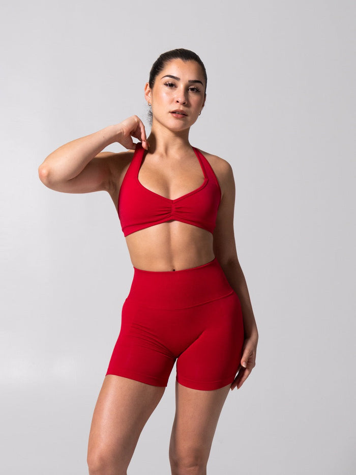 Micro Seamless Sports Bra - Heather Lipstick Red