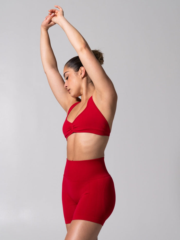 Micro Seamless Sports Bra - Heather Lipstick Red